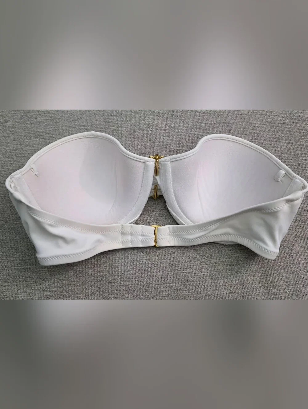 Victoria's Secret White Jeweled Bandeau Bikini Top, 34C, Removable Brooch